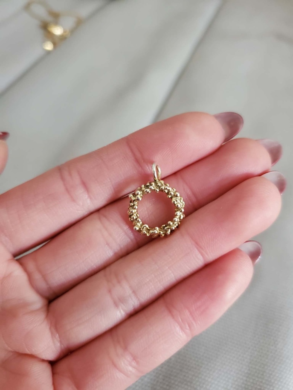 Gold Circle Floral Pendant